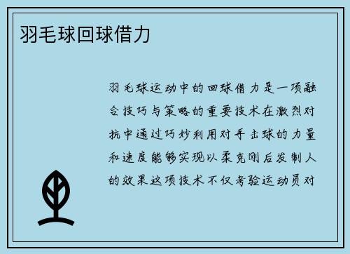 羽毛球回球借力